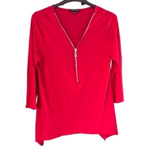 Cable and gauge XL zip 3/4 sleeve top
